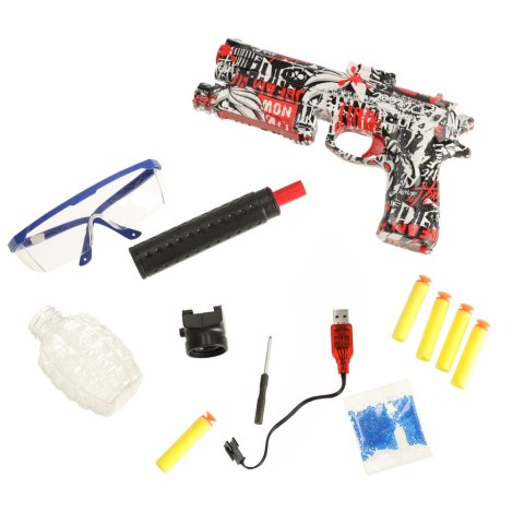 Pistolet na kulki żelowe wodne karabin zasilanie akumulatorowe USB + okulary 550szt. 7-8mm Pistolet na kulki żelowe wodne karabin zasilanie akumulatorowe USB + okulary 550szt. 7-8mm