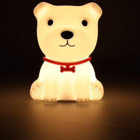 Lampka nocna dla dzieci silikonowa dotykowa miękka 8 LED USB RGB biała piesek Lampka nocna dla dzieci silikonowa dotykowa miękka 8 LED USB RGB biała piesek