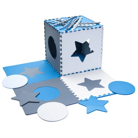Mata edukacyjna piankowa puzzle szara niebieska 60 x 60 cm 9 elementów Mata edukacyjna piankowa puzzle szara niebieska 60 x 60 cm 9 elementów