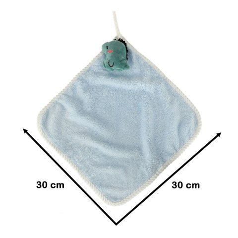 Ręcznik ręczniczek do rąk dla dzieci do przedszkola 30x30cm niebieski dinozaur Ręcznik ręczniczek do rąk dla dzieci do przedszkola 30x30cm niebieski dinozaur