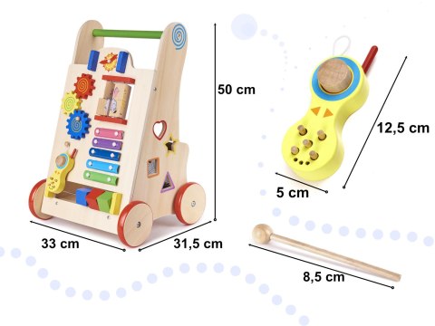 Pchacz chodzik drewniany kostka edukacyjna 6w1 Pchacz chodzik drewniany kostka edukacyjna 6w1