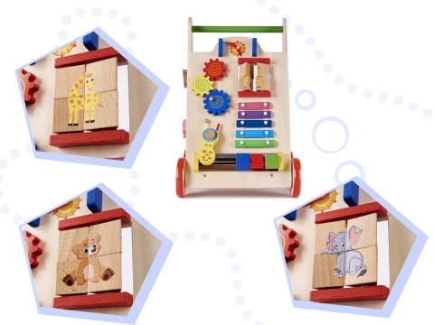 Pchacz chodzik drewniany kostka edukacyjna 6w1 Pchacz chodzik drewniany kostka edukacyjna 6w1