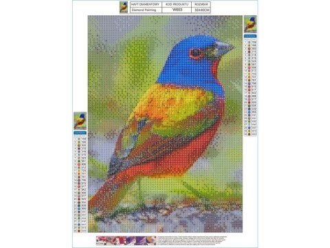 Haft Diamentowy, Obraz, Mozaika Diamentowa Diamond Painting, KOLOROWY PTAK 30x40cm Haft Diamentowy, Obraz, Mozaika Diamentowa Diamond Painting, KOLOROWY PTAK 30x40cm