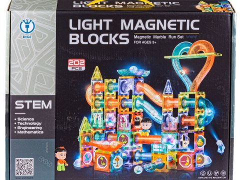 Świecące Klocki Magnetyczne, Tor Kulkowy Dla Kulek 202 Elementy Kulodrom Świecące Klocki Magnetyczne, Tor Kulkowy Dla Kulek 202 Elementy Kulodrom