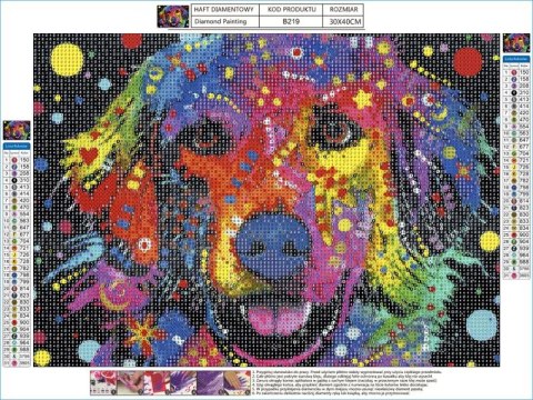 Haft Diamentowy, Obraz, Mozaika Diamentowa Diamond Painting, ABSTRAKCYJNY PIES 40x30cm Haft Diamentowy, Obraz, Mozaika Diamentowa Diamond Painting, ABSTRAKCYJNY PIES 40x30cm