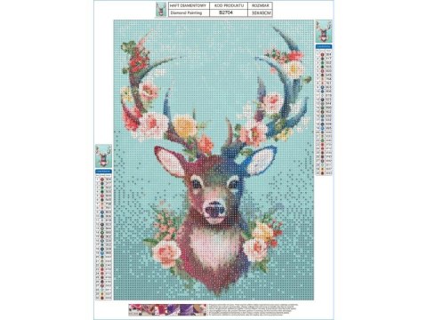 Haft Diamentowy, Obraz, Mozaika Diamentowa Diamond Painting, JELONEK - KWIECISTE POROŻE 30x40cm Haft Diamentowy, Obraz, Mozaika Diamentowa Diamond Painting, JELONEK - KWIECISTE POROŻE 30x40cm