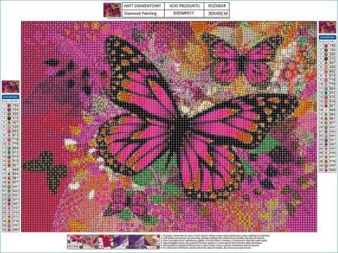 Haft Diamentowy, Obraz, Mozaika Diamentowa Diamond Painting, MOTYLE W RÓŻU 40x30cm Haft Diamentowy, Obraz, Mozaika Diamentowa Diamond Painting, MOTYLE W RÓŻU 40x30cm