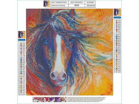 DUŻY Haft Diamentowy, Obraz, Mozaika Diamentowa Diamond Painting, ABSTRAKCYJNY KOŃ 40x40cm DUŻY Haft Diamentowy, Obraz, Mozaika Diamentowa Diamond Painting, ABSTRAKCYJNY KOŃ 40x40cm