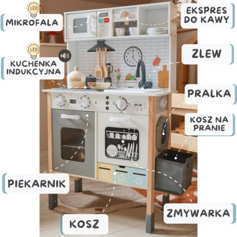 WOOPIE GREEN Drewniana Interaktywna Kuchnia 9w1 z Pralką i Tablicą WOOPIE GREEN Drewniana Interaktywna Kuchnia 9w1 z Pralką i Tablicą