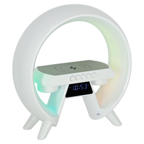 Lampka nocna LED Gamingowa RGB głośnik ładowarka indukcyjna radio budzik zegar Lampka nocna LED Gamingowa RGB głośnik ładowarka indukcyjna radio budzik zegar