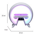 Lampka nocna LED Gamingowa RGB głośnik ładowarka indukcyjna radio budzik zegar