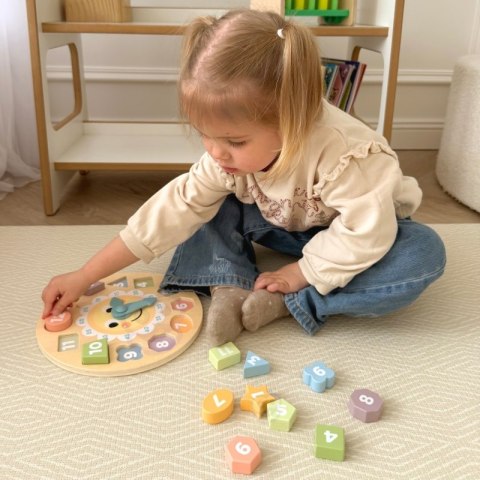 TOOKY TOY Zegar Drewniana Zabawka Edukacyjna Nauka Czasu Kształtów TOOKY TOY Zegar Drewniana Zabawka Edukacyjna Nauka Czasu Kształtów
