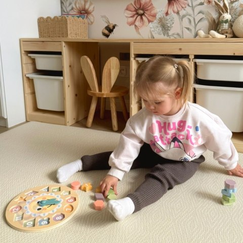 TOOKY TOY Zegar Drewniana Zabawka Edukacyjna Nauka Czasu Kształtów TOOKY TOY Zegar Drewniana Zabawka Edukacyjna Nauka Czasu Kształtów