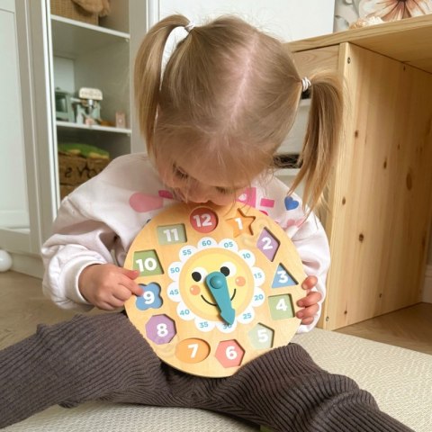 TOOKY TOY Zegar Drewniana Zabawka Edukacyjna Nauka Czasu Kształtów TOOKY TOY Zegar Drewniana Zabawka Edukacyjna Nauka Czasu Kształtów