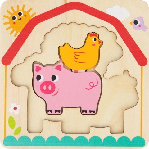 TOOKY TOY Drewniane Puzzle Montessori Wielowarstwowe Tablica Zwierzątka na Farmie 7 el. TOOKY TOY Drewniane Puzzle Montessori Wielowarstwowe Tablica Zwierzątka na Farmie 7 el.