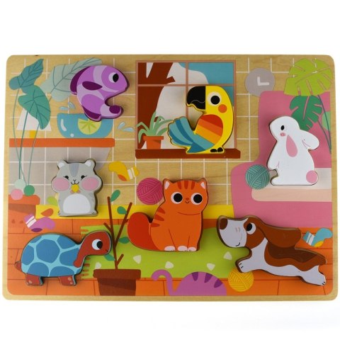TOOKY TOY Drewniane Puzzle Montessori Zwierzątka Dom Dopasuj Kształty TOOKY TOY Drewniane Puzzle Montessori Zwierzątka Dom Dopasuj Kształty