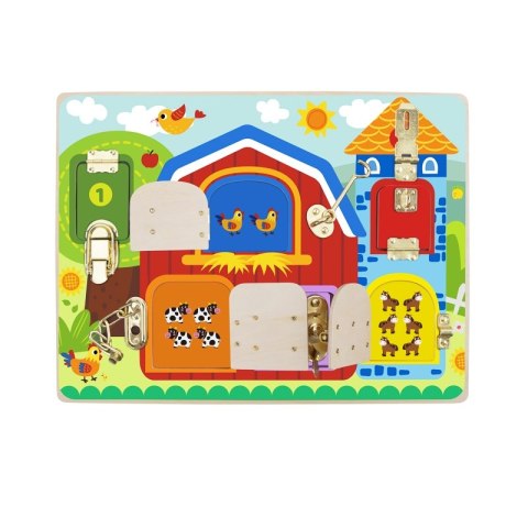 TOOKY TOY Tablica Manipulacyjna Zamki Obrazki Farma TOOKY TOY Tablica Manipulacyjna Zamki Obrazki Farma