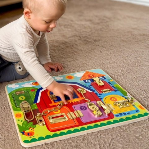 TOOKY TOY Tablica Manipulacyjna Zamki Obrazki Farma TOOKY TOY Tablica Manipulacyjna Zamki Obrazki Farma
