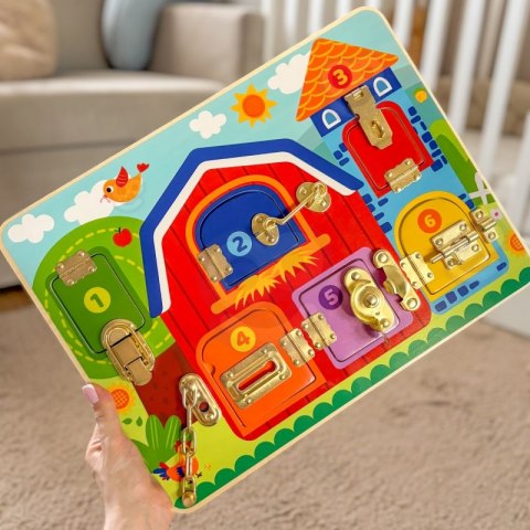 TOOKY TOY Tablica Manipulacyjna Zamki Obrazki Farma TOOKY TOY Tablica Manipulacyjna Zamki Obrazki Farma