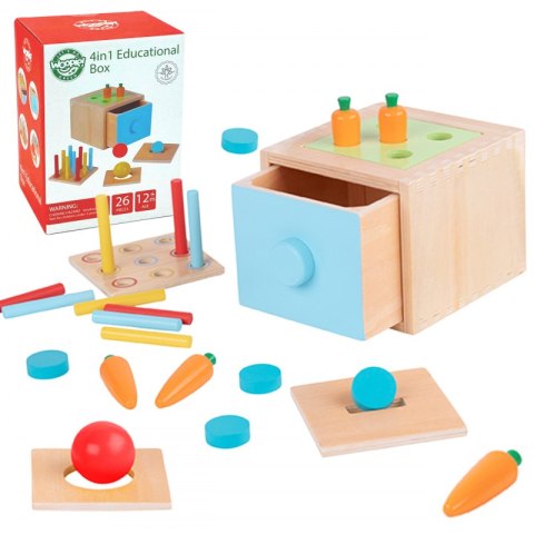 WOOPIE GREEN Drewniana Szuflada Edukacyjna 4w1 Sorter Montessori Gra w Marchewki FSC WOOPIE GREEN Drewniana Szuflada Edukacyjna 4w1 Sorter Montessori Gra w Marchewki FSC