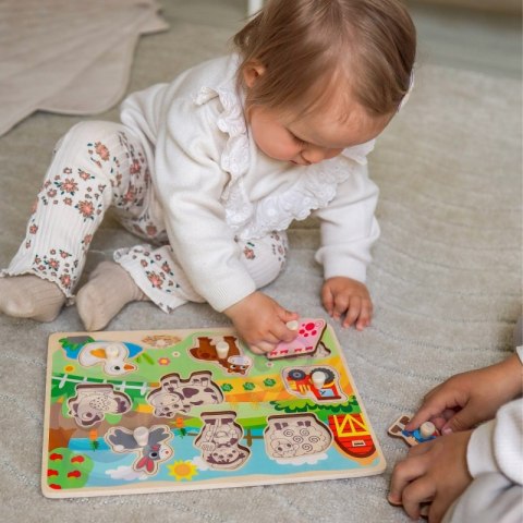 WOOPIE GREEN Drewniane Puzzle Montessori Farma z Pinezkami Do Dopasowania WOOPIE GREEN Drewniane Puzzle Montessori Farma z Pinezkami Do Dopasowania