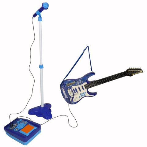 Gitara elektryczna rockowa ze wzmacniaczem mikrofonem dla dzieci niebieska Gitara elektryczna rockowa ze wzmacniaczem mikrofonem dla dzieci niebieska