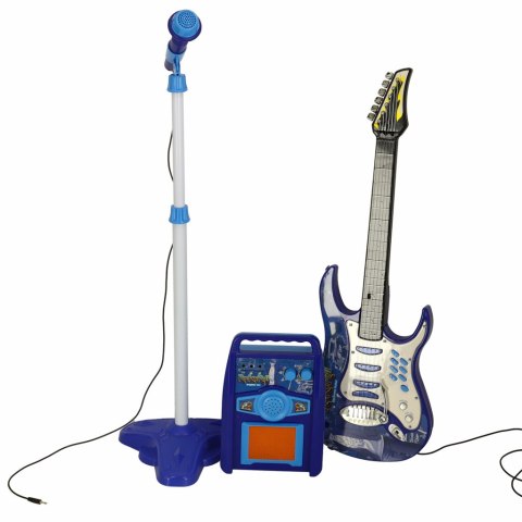 Gitara elektryczna rockowa ze wzmacniaczem mikrofonem dla dzieci niebieska Gitara elektryczna rockowa ze wzmacniaczem mikrofonem dla dzieci niebieska