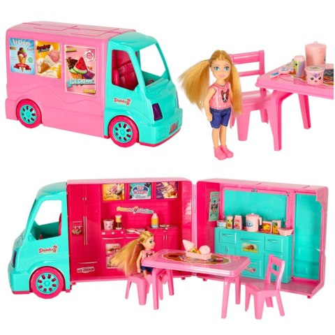 Samochód dla lalek kamper food truck zestaw 21 el. Samochód dla lalek kamper food truck zestaw 21 el.