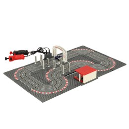 Tor wyścigowy samochodowy elektryczny policyjny 2 auta autka kontrolery zakręty klocki konstrukcyjne GD-02