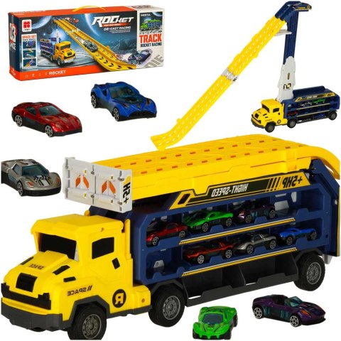 Tor wyścigowy samochodowy laweta transporter 6 el. żółty Tor wyścigowy samochodowy laweta transporter 6 el. żółty