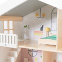 CLASSIC WORLD Duży Drewniany Domek dla Lalek 2 Figurki NATURALNE DREWNO 28 el.