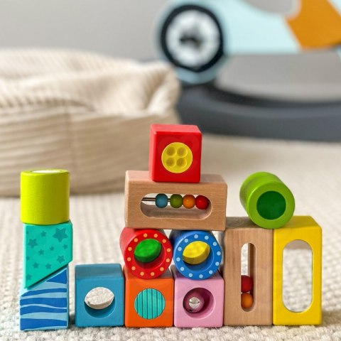 TOOKY TOY Drewniane Pudełko Klocki Sensoryczne Układanka Multifunkcyjna Kształty Dźwięk Dotyk 12 el. TOOKY TOY Drewniane Pudełko Klocki Sensoryczne Układanka Multifunkcyjna Kształty Dźwięk Dotyk 12 el.