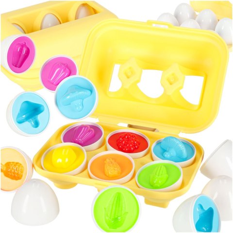 Układanka edukacyjna sorter dopasuj kształty jajka montessori owoce warzywa 6szt Układanka edukacyjna sorter dopasuj kształty jajka montessori owoce warzywa 6szt
