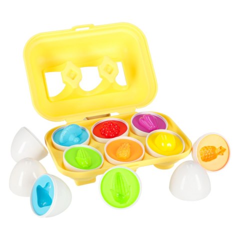 Układanka edukacyjna sorter dopasuj kształty jajka montessori owoce warzywa 6szt Układanka edukacyjna sorter dopasuj kształty jajka montessori owoce warzywa 6szt