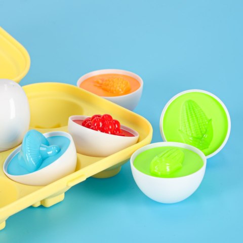 Układanka edukacyjna sorter dopasuj kształty jajka montessori owoce warzywa 6szt Układanka edukacyjna sorter dopasuj kształty jajka montessori owoce warzywa 6szt