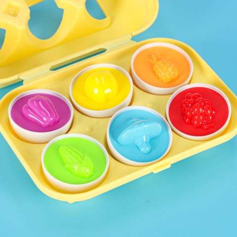 Układanka edukacyjna sorter dopasuj kształty jajka montessori owoce warzywa 6szt Układanka edukacyjna sorter dopasuj kształty jajka montessori owoce warzywa 6szt