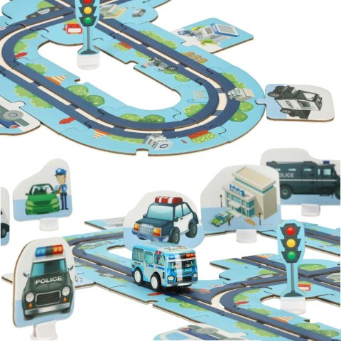 Tor samochodowy puzzle policja auto pojazd samochód znaki drogowe ulica miasto 47 elementów Tor samochodowy puzzle policja auto pojazd samochód znaki drogowe ulica miasto 47 elementów